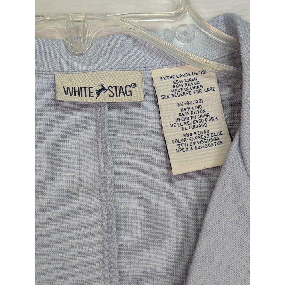 White Stag Linen Rayon Blazer Jacket Light Blue 3/4 Sleeve Womens XL 16/18 - Picture 3 of 6